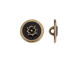 TierraCast Antique Brass (plated) Black Blossom Button 14mm