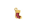 24K Gold (plated) Enamel Christmas Stocking Focal 9x17mm
