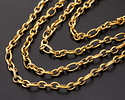 Waterproof 18K Gold PVD Plated Stainless Steel Textured Medium Long & 3 Short Oval Cable Chain