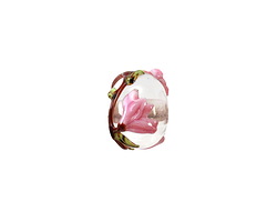 Grace Lampwork Blushing Magnolia Rondelle 9x13mm