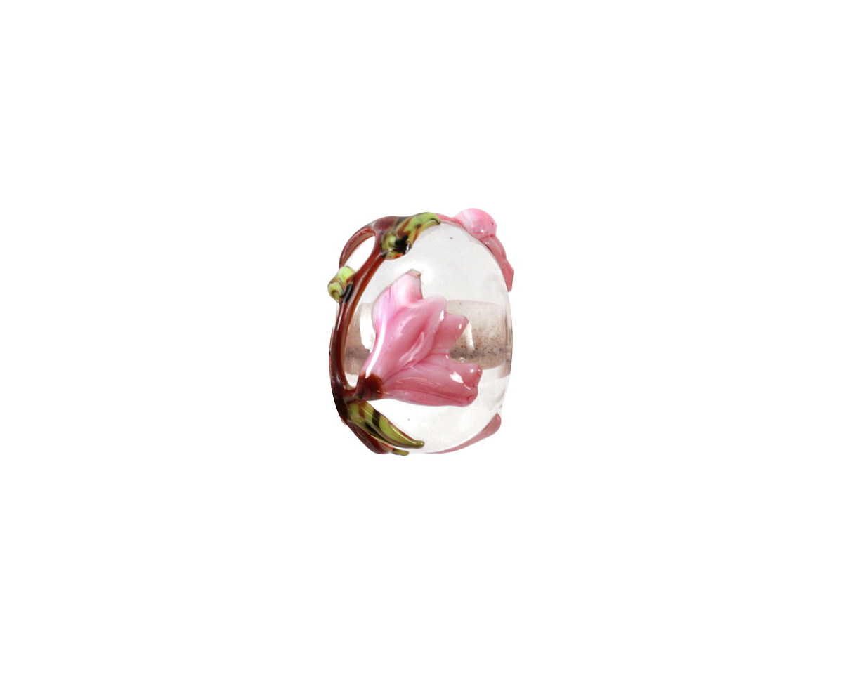 Grace Lampwork Blushing Magnolia Rondelle 9x13mm