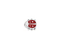 Antique Silver (plated) Red Enamel Ladybug Bead 9.5mm