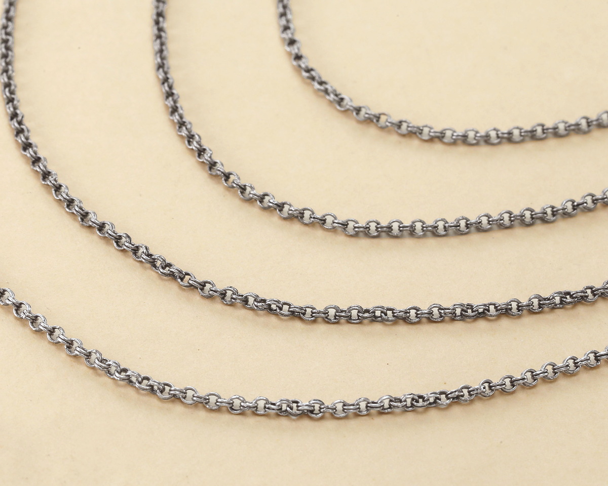 Antique Silver (plated) Tiny Double Rollo Chain, 5' Package