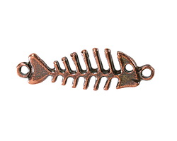 Mykonos Antique Copper (plated) Fish Skeleton Link 36x11mm
