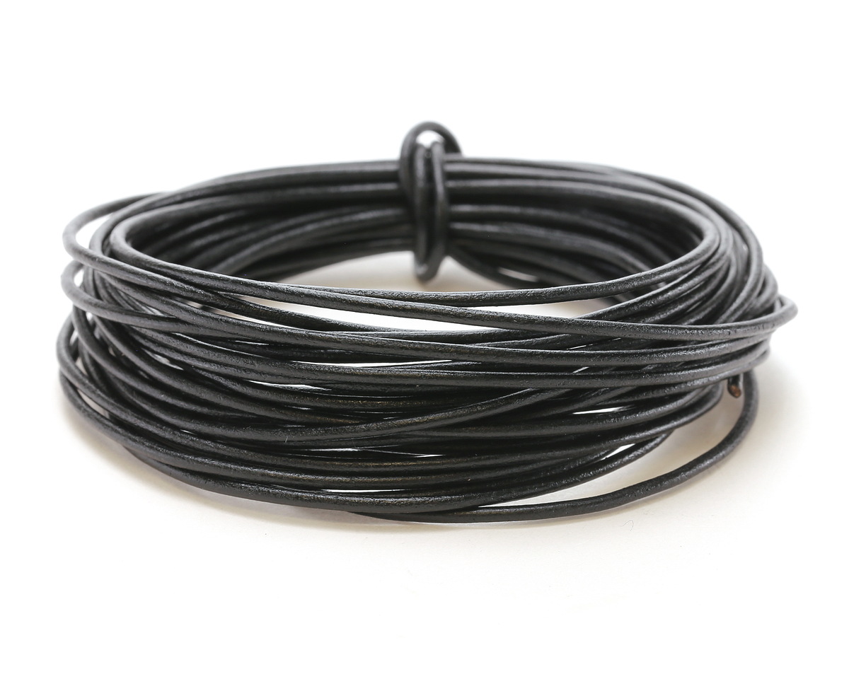Black Round Greek Leather Cord 1.5mm, 16 feet