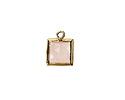 Rose Quartz (A) w/ Gold Finish Faceted Square Focal 10x13mm