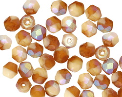 Czech Glass Milk & Honey AB Fire Polished Round 6mm