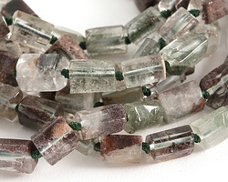 Rutilated & Tourmalinated Quartz Faceted Cylinder 10-14x7-9mm