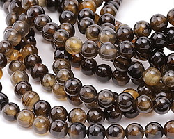 Dark Brown Line Agate Round 8mm