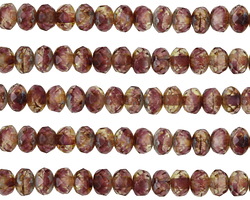 Czech Glass Strawberry Bellini Fire Polished Rondelle 3x5mm