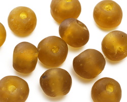 African Recycled Glass Amber Tumbled Round 12-14mm