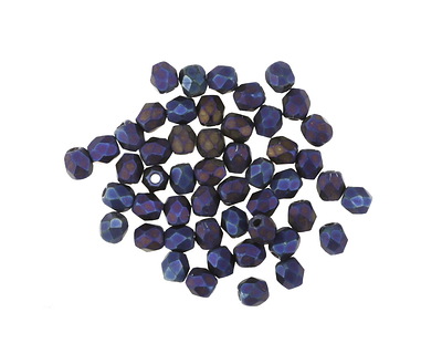 Czech Glass Matte Iris Blue Fire Polished Round 3mm