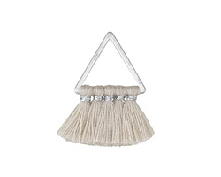 Natural Small Fanned Tassel on Triangle Ring w/ Silver Finish 15x23mm