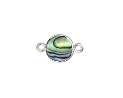 Abalone Coin Focal Link w/ Silver Finish 17x10mm