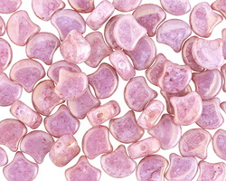 Matubo Czech Glass Opaque White w/ Topaz/Pink Luster 2-Hole Ginkgo Leaf 7.5mm