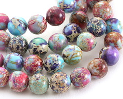 Purple & Aqua Impression Jasper Round 10mm