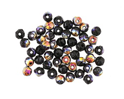 Czech Glass Jet w/ Metallic Rainbow English Cut Bead 3mm