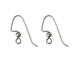 Antique Silver (plated) Angular Earwire w/ 3mm Ball 19x22mm