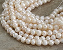 Pearly White Freshwater Potato Pearl 7-7.5x7-8mm