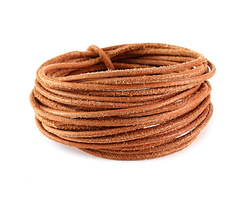 Antique Tan Round Leather Cord 2mm, 32 feet
