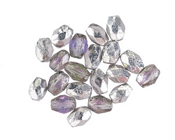 Czech Glass Textured Crystal Tanzanite w/ 1/2 Silver Fire Polished Rice 7x5mm