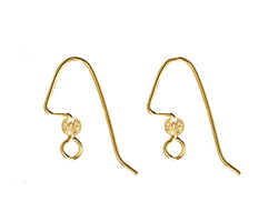 Gold (plated) Angular Earwire w/ 3mm Stardust Bead 18x20mm
