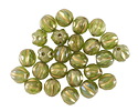 Czech Glass Matte Peridot w/ Golden AB & Gold Faceted Melon Round 6mm