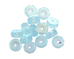 Czech Glass Matte Aquamarine AB Faceted Heishi 4x7mm