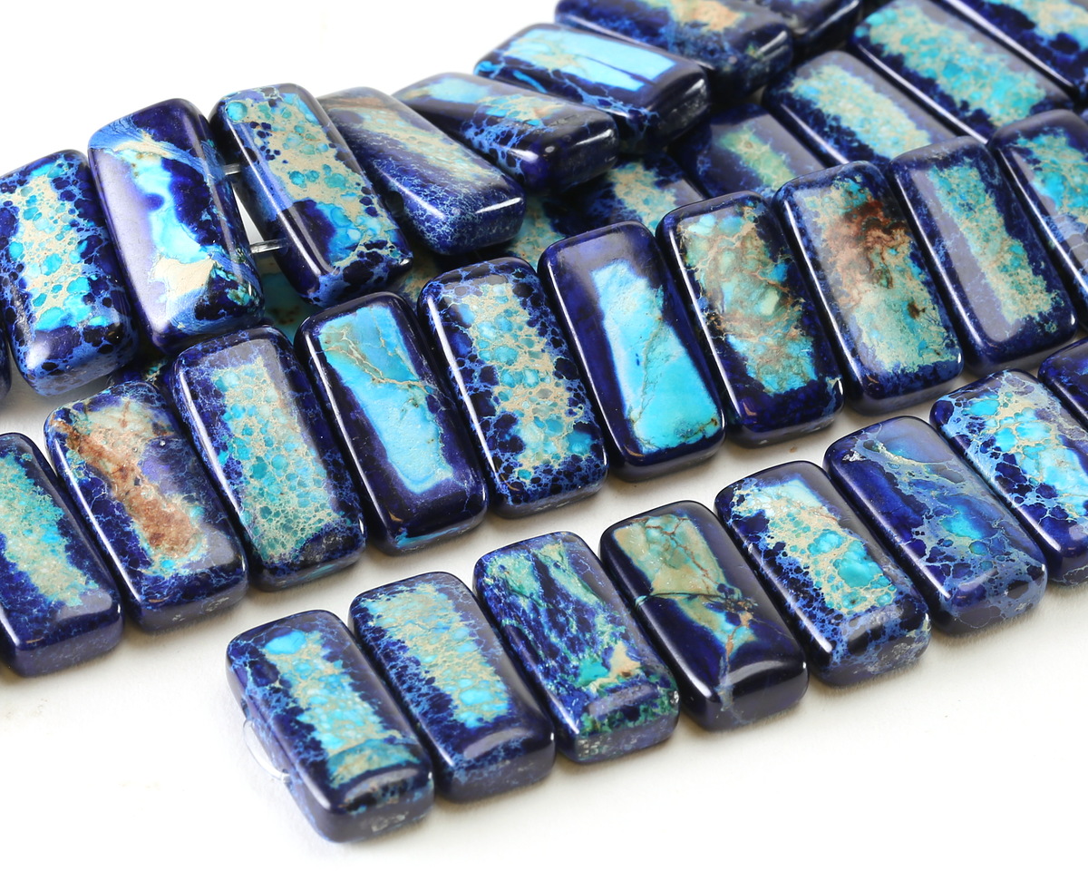Cobalt & Ocean Blue Impression Jasper 2-Hole Rectangle 10x20mm