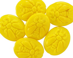 Czech Glass Yellow Bee Oval 22x18mm