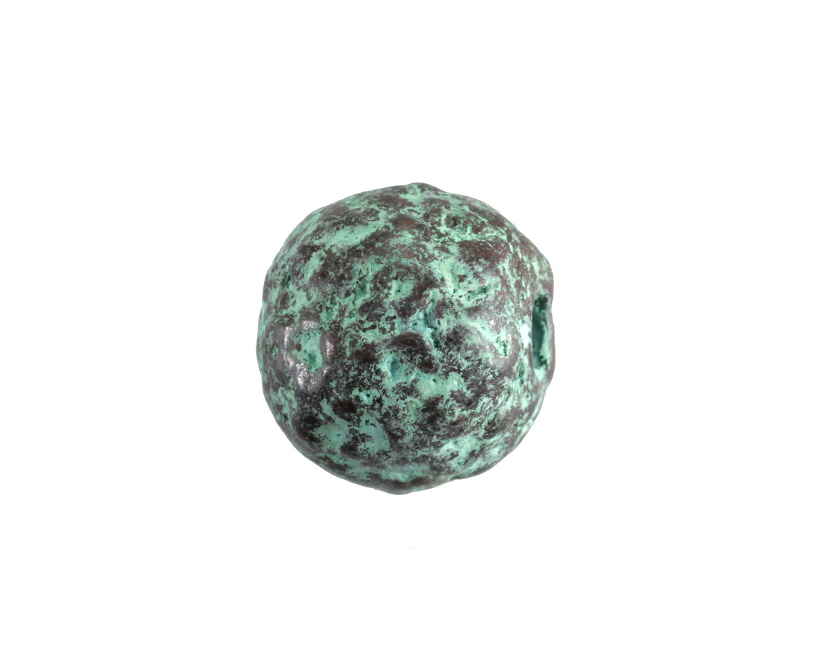 Mykonos Metalized Ceramic Copper Patina Textured Round 16-17mm