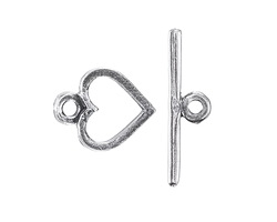 Mykonos Antique Silver (plated) Heart Toggle Clasp 14x17mm, 27mm Bar