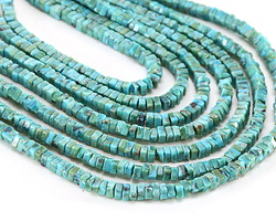 Hubei Turquoise (AA, Blue Green w/ Matrix) Squaredelle 1.5x2.5mm