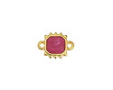 24K Gold (plated) Magenta Pearl Enamel Square Sun Focal Link 19x10mm