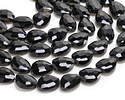 Black Obsidian Microfaceted Puff Pear 13x16mm