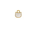 24K Gold (plated) White Enamel Cat Head Focal 8x9mm