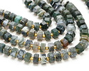 Moss Agate Microfaceted Hexagon Heishi 4x8mm