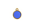 24K Gold (Plated) Transparent Cobalt Blue Resin Round Focal 12x14mm