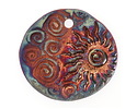 Xaz Raku Eclipse Sun and Swirling Crescent Moon Medallion Focal 44-46mm