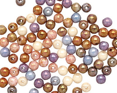 Czech Glass Opaque Luster Mix Round 4mm