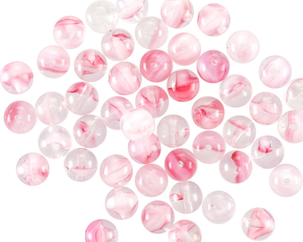 Czech Glass Crystal/Pink Round 6mm