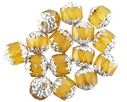 Czech Glass Topaz w/ Silver Lantern 8mm