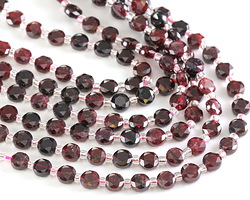Garnet Microfaceted Star Coin 6mm