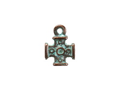 Mykonos Copper (plated) Patina Tiny Cross Charm 10mm