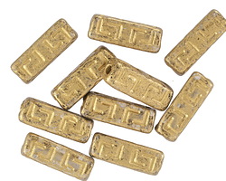 Czech Glass Matte Gold Celtic Block Large Hole 15x5mm