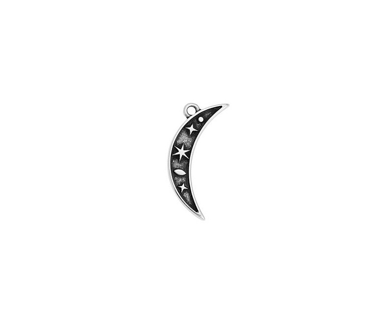 Antique Silver (plated) Celestial Crescent Moon Focal 7x25mm