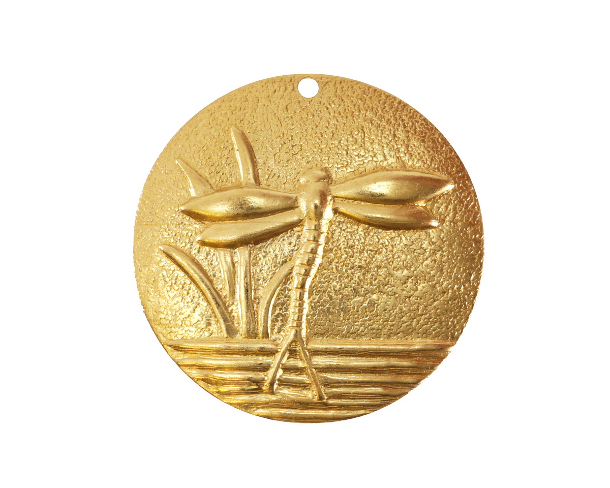 Vintaj Solid Brass Dragonfly Pond Coin 27mm