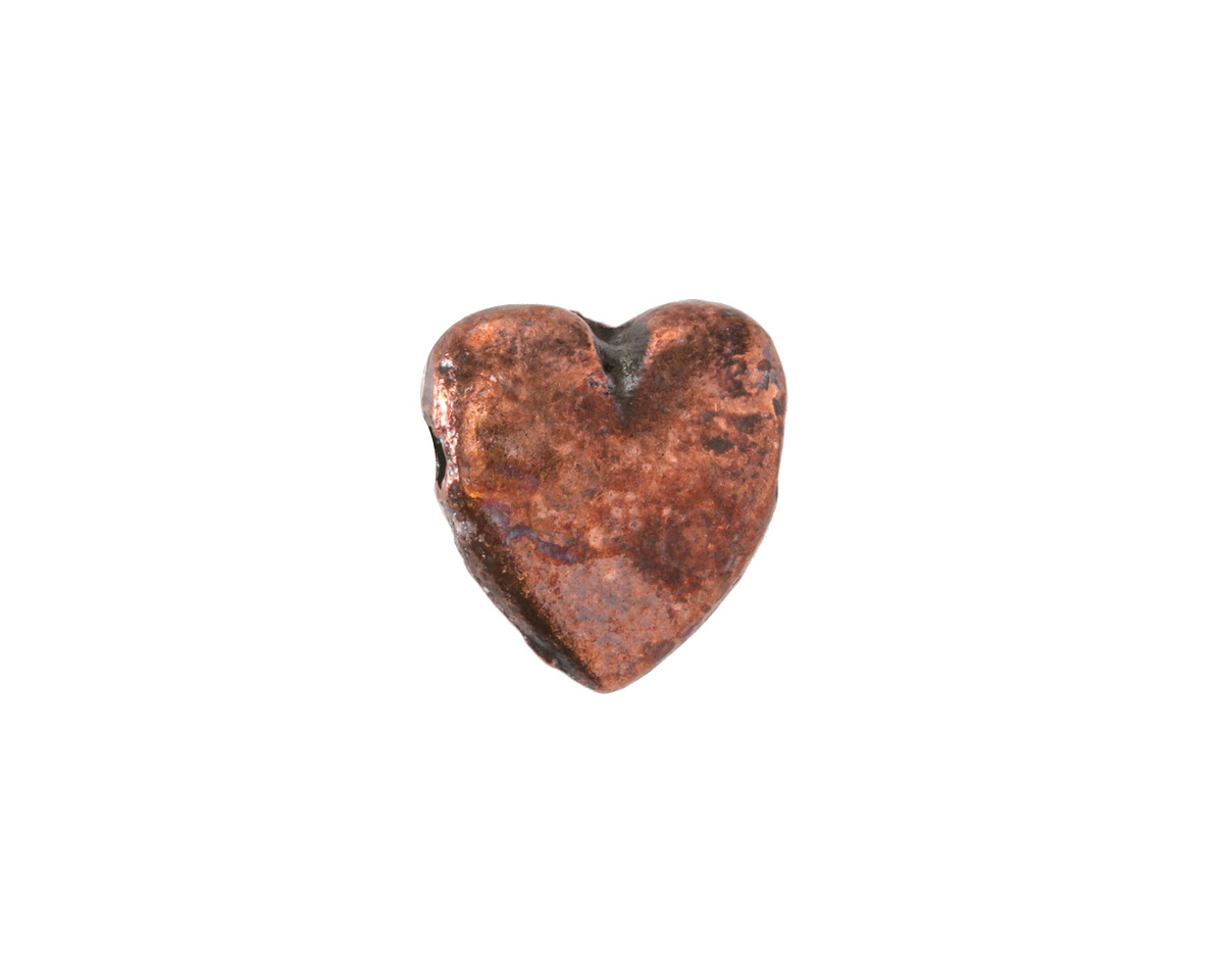 Mykonos Antique Copper (plated) Heart Focal Bead 19mm