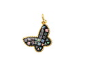 Abalone Mosaic in Enamel w/ Gold Finish Butterfly Pendant 13x16mm