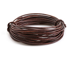 Natural Antique Brown Round Leather Cord 1.5mm, 32 feet